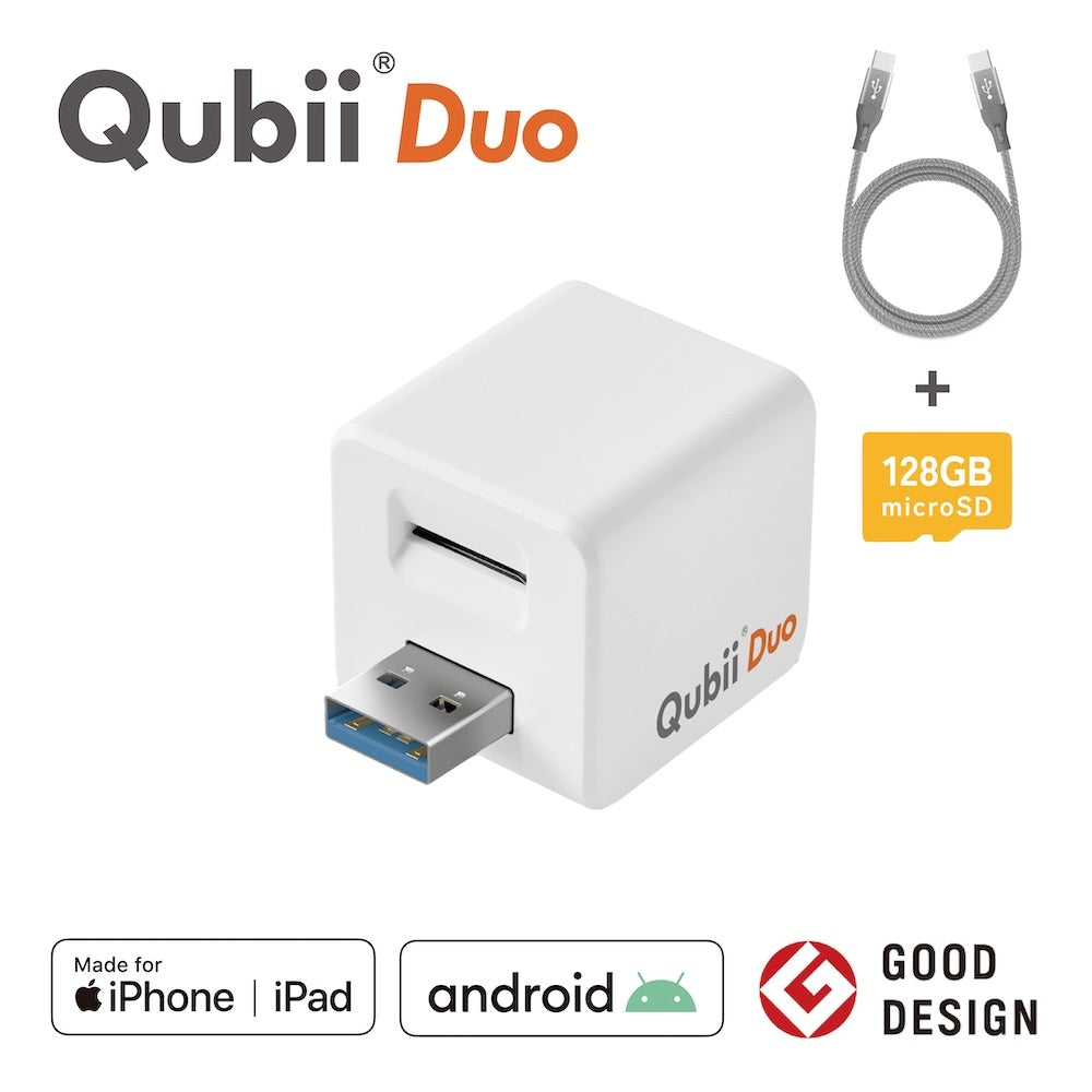 ◼️【秋限定】Qubii Duo(USBタイプA)届いてすぐ使えるフルセット (128GB+充電ケーブル) セット