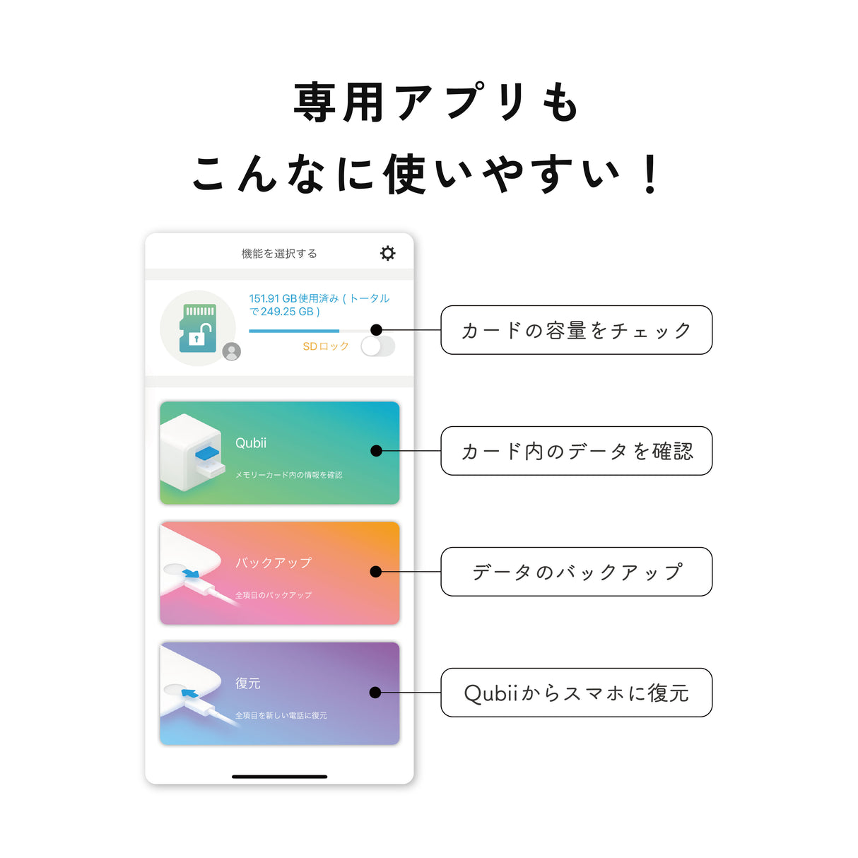 Qubii Duo(USBタイプC)- 512GB microSDセット